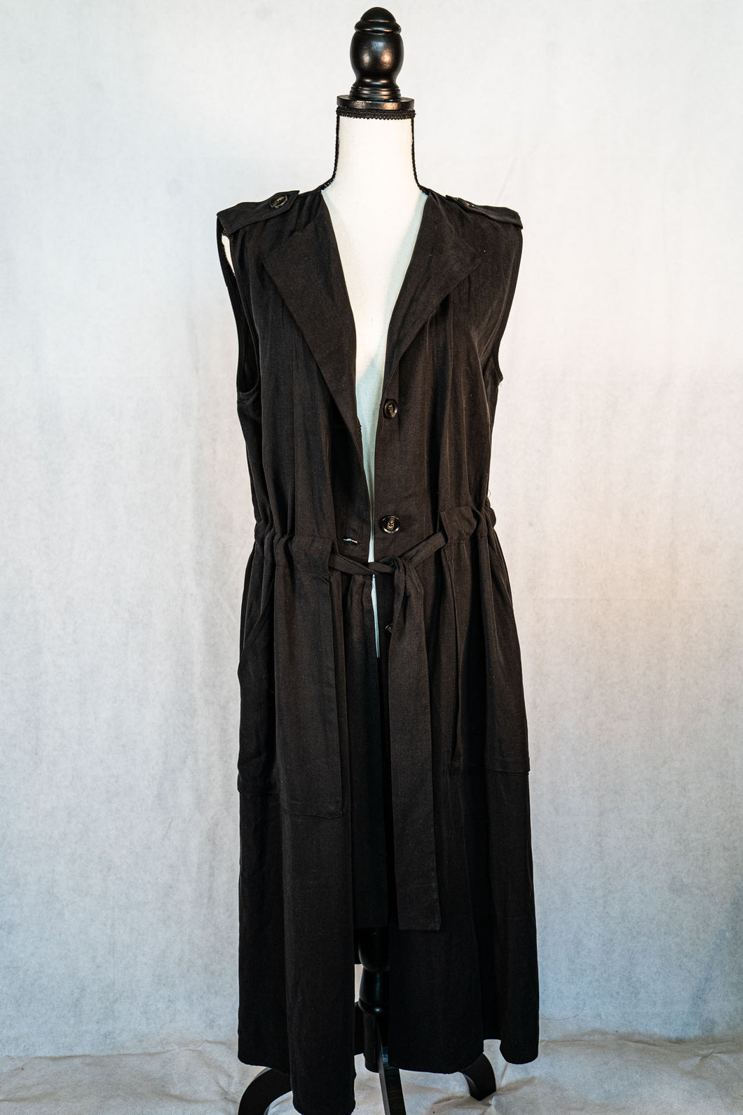 Zara Black Tie front waist coat - Large