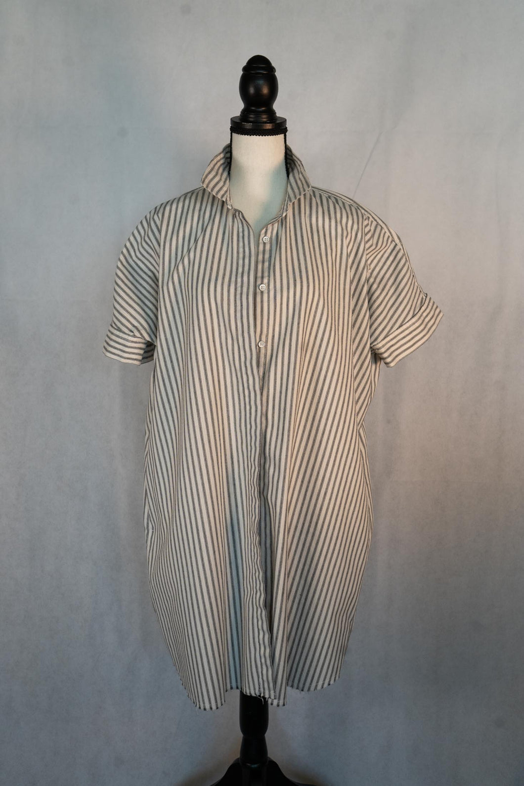 Ecoté Striped Short Sleeve Shirt Dress / Tunic - Large